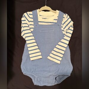GAP Blue and White Striped Baby One-Piece Romper
